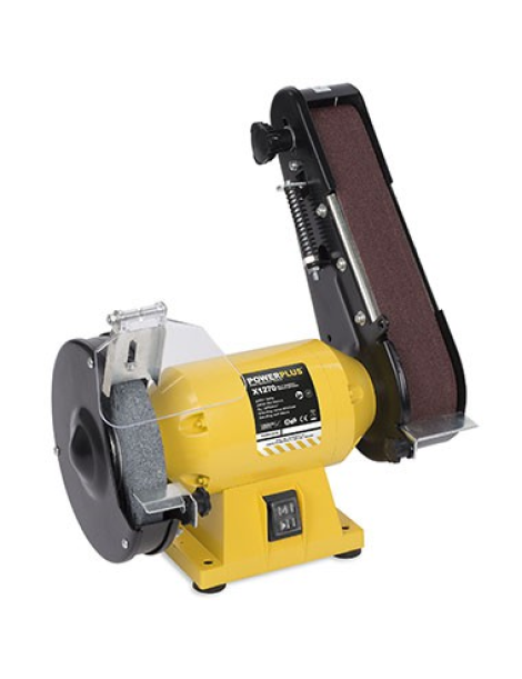 Slīpmašīna ar ripu un slīplentu 240W, Ø150mm PowerPlus X Slīpmašīna ar ripu un slīplentu 240W, Ø150mm PowerPlus X