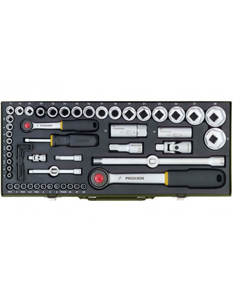 Muciņu komplekts 1/4"+1/2" 56 daļu PROXXON