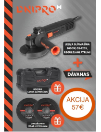 Leņķa slīpmašīna 1000W, 125mm, reg. ātrums GS-120S DNIPRO-M +AKCIJA Leņķa slīpmašīna 1000W, 125mm, reg. ātrums GS-120S DNIPRO-M +AKCIJA