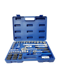 Atslēgu komplekts Cr-V | 6,3 mm (1/4 ") + 12,5 mm (1/2") | 72 vienības Atslēgu komplekts Cr-V | 6,3 mm (1/4 ") + 12,5 mm (1/2") | 72 vienības