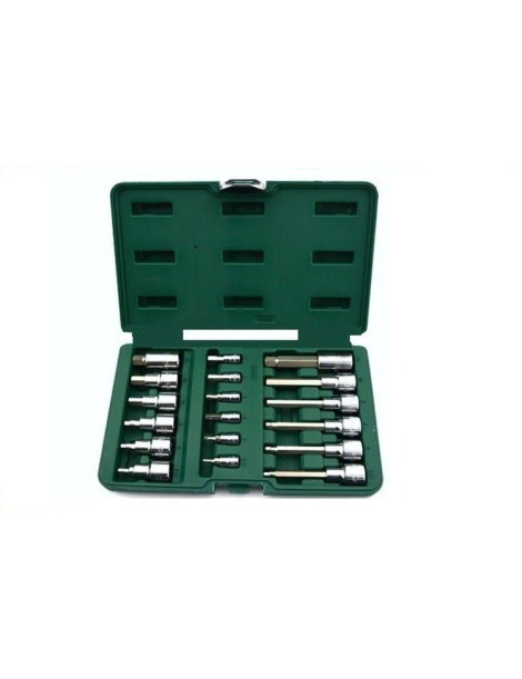 1/4 "+ 1/2"bitu seškanšu komplekts (HEX) 18gab 1/4 "+ 1/2"bitu seškanšu komplekts (HEX) 18gab