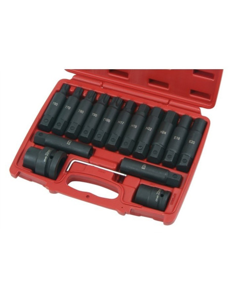 Torx, E-Torx galvu komplekts 3/4+1'' 16 gab.