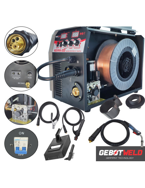 INVERTERA-AUTOMĀTISKĀ METINĀŠANAS MAŠĪNA 2 IN 1 MIG + MMA 300A, 230 V IGBT
